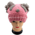 Hand Knit Panda Hat Animal Beanie with POM POM Ears